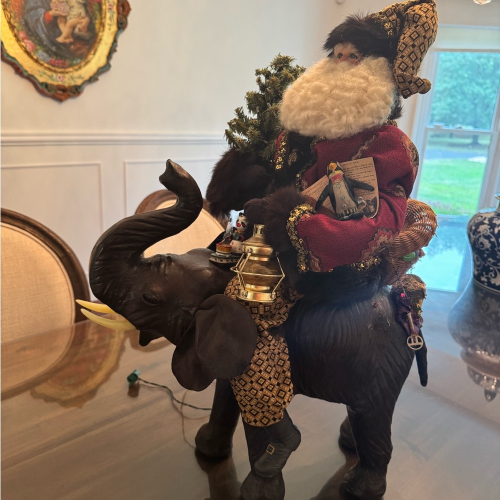 Limited edition Karen Didion light up Santa on elephant